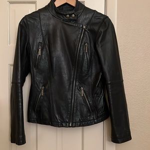 Michael Kors Vintage Black Leather Biker Jacket